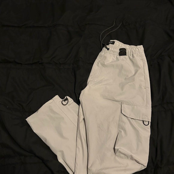 White Cargo Pants with Straight Leg Design - Picture 2 of 3